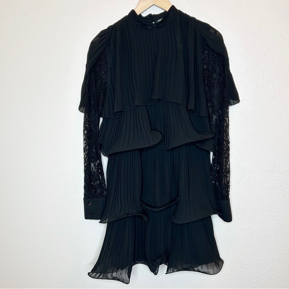 Babylon Collection Black Dress Layered Lace Made In Italy Goth 42